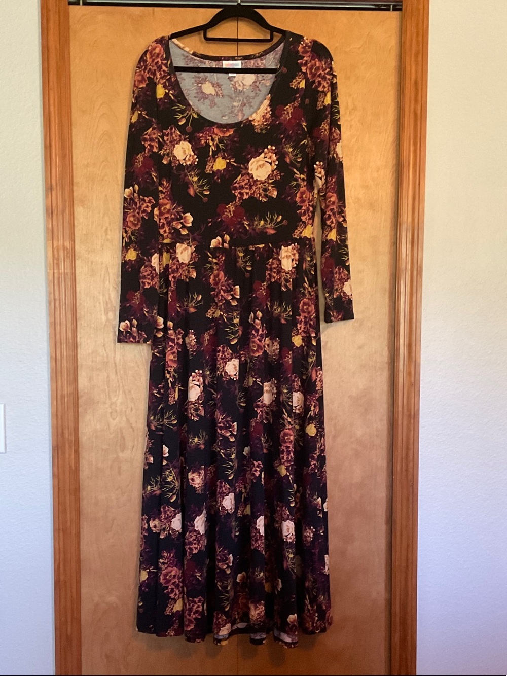 LuLaRoe Burgundy Floral Long Sleeve Maxi Dress